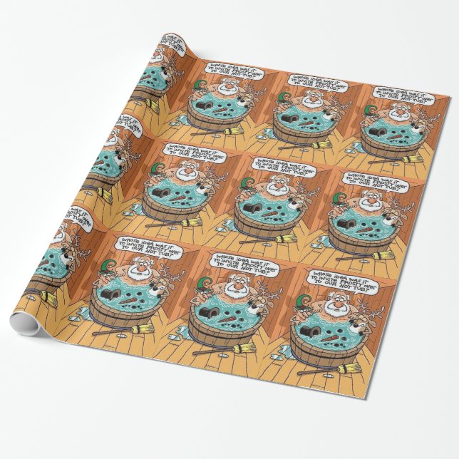 Frosty In A Hot Tub Wrapping Paper (Unrolled)