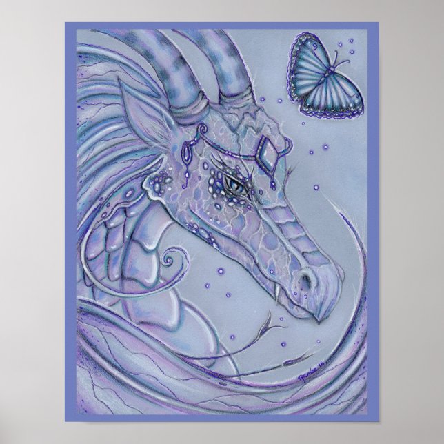 Frosty lavender dragon and butterfly poster (Front)