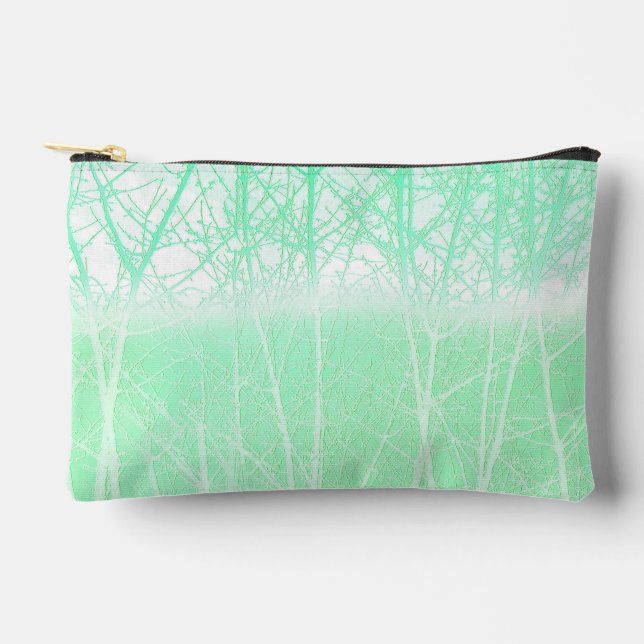 Frosty Misty Branches Mint Green Accessory Pouch (Front)