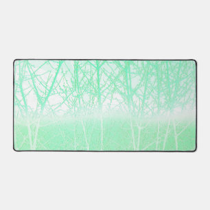 Frosty Misty Branches Mint Green Desk Mat