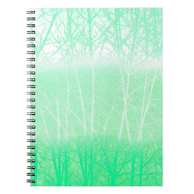 Frosty Misty Branches Mint Green Notebook (Front)