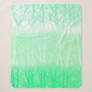 Frosty Misty Branches Mint Green Sherpa Blanket