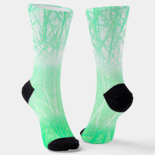 Frosty Misty Branches Mint Green Socks
