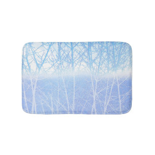 Frosty MIsty Trees Baby Blue Bath Mat