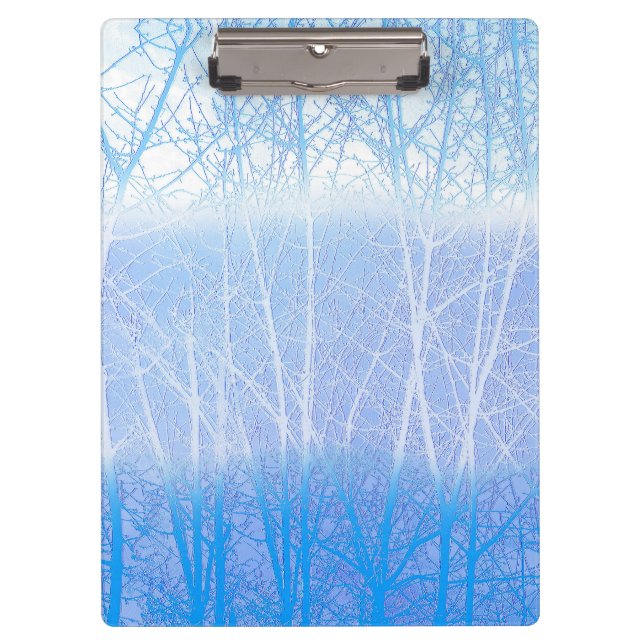 Frosty MIsty Trees Baby Blue Clipboard (Front)