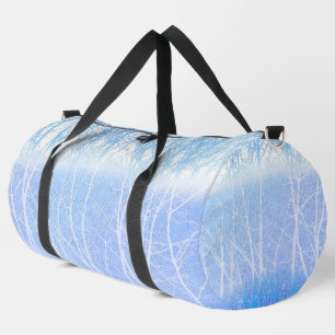 Frosty MIsty Trees Baby Blue Duffle Bag