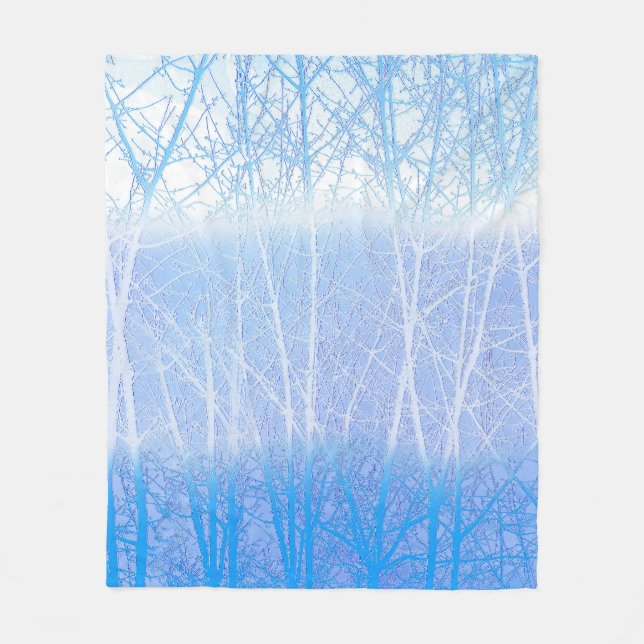 Frosty MIsty Trees Baby Blue Fleece Blanket (Front)