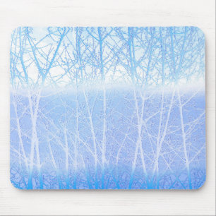 Frosty MIsty Trees Baby Blue Mouse Pad