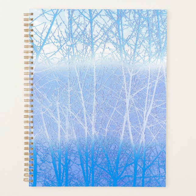 Frosty MIsty Trees Baby Blue Planner (Front)