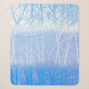 Frosty MIsty Trees Baby Blue Sherpa Blanket