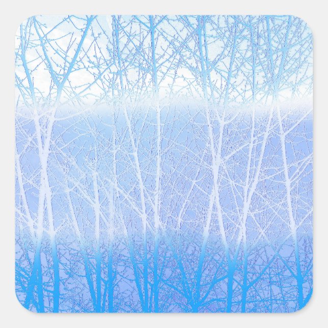 Frosty MIsty Trees Baby Blue Square Sticker (Front)