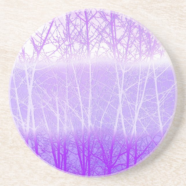 Frosty Misty Trees in Lilac Lavender Coaster (Front)
