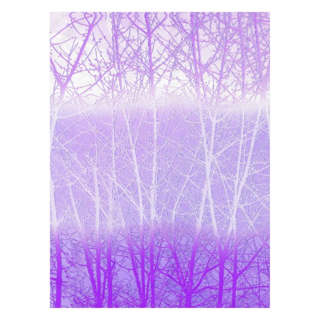 Frosty Misty Trees in Lilac Lavender Tablecloth (Front)