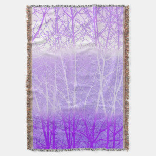 Frosty Misty Trees in Lilac Lavender Throw Blanket