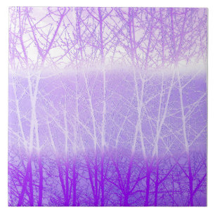 Frosty Misty Trees in Lilac Lavender Tile
