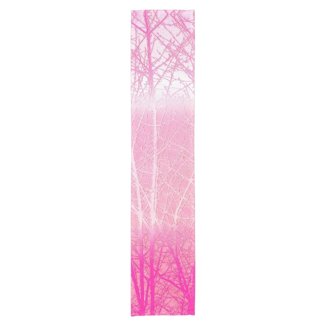 Frosty Misty Trees in Peach and Pink Short Table Runner (Front)