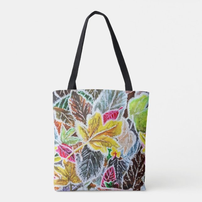 Frosty Morning Colorful Autumn Leaves - Art Tote Bag (Back)
