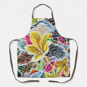 Frosty Morning Colourful Autumn Leaves - Art Apron
