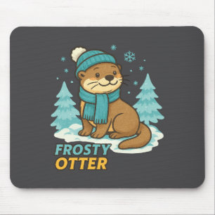 Frosty Otter Winter Charm Art Long Sleeve Mouse Pad
