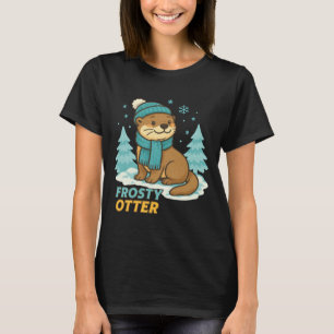Frosty Otter Winter Charm Art Long Sleeve T-Shirt