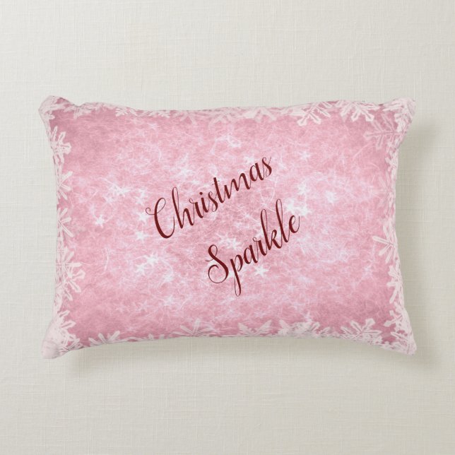 Frosty pink Christmas sparkle Decorative Cushion (Front)