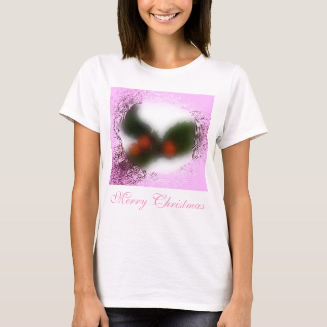 Frosty Pink Holly T-Shirt (Front)