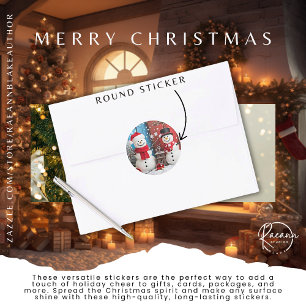 Frosty & Santa Snowmen Christmas Round Stickers