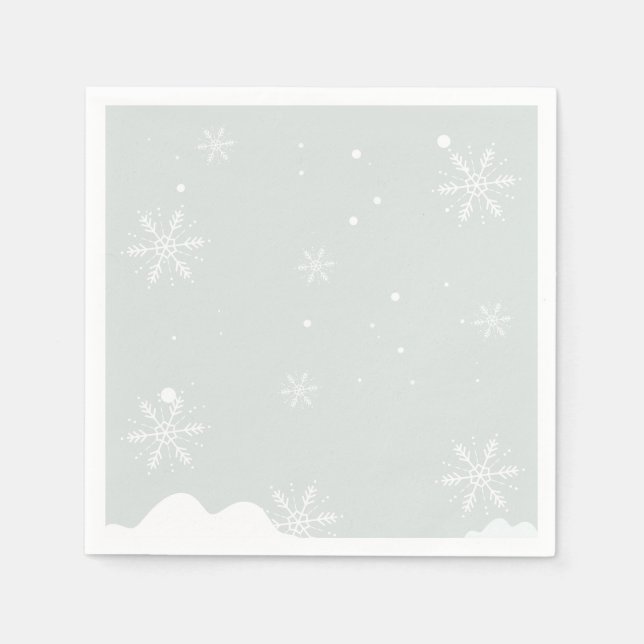 Frosty Snowflakes Birthday Party Napkin (Front)