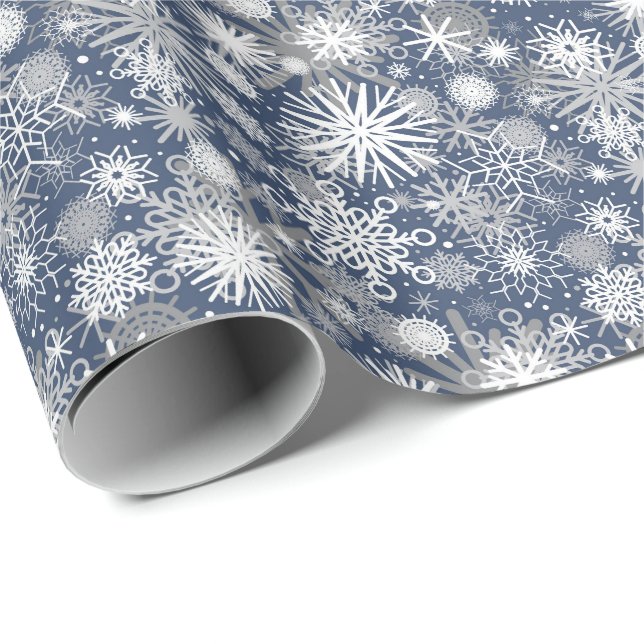Frosty Snowflakes Pattern Wrapping Paper (Roll Corner)