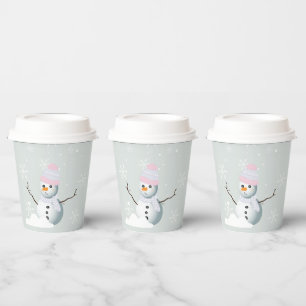 Frosty snowflakes snowman Birthday Party Paper Cups