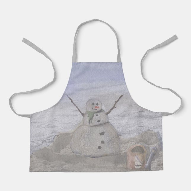 Frosty Snowman At The Beach Small Apron (Front)