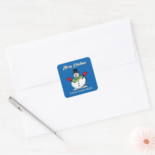 Frosty snowman custom Christmas Holiday Square Sticker