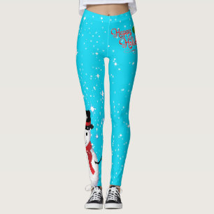 Frosty Snowman Happy Holidays Starry on Your Colou Leggings