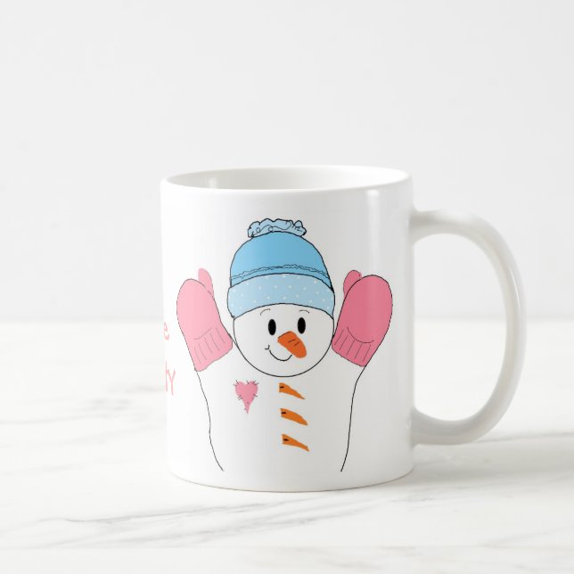 Frosty Snowman in Pink Coffee Mug (Right)