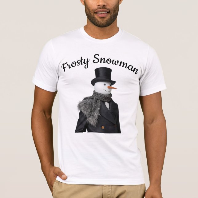 Frosty Snowman Simple Elegant Chirstmas Snowman  T-Shirt (Front)