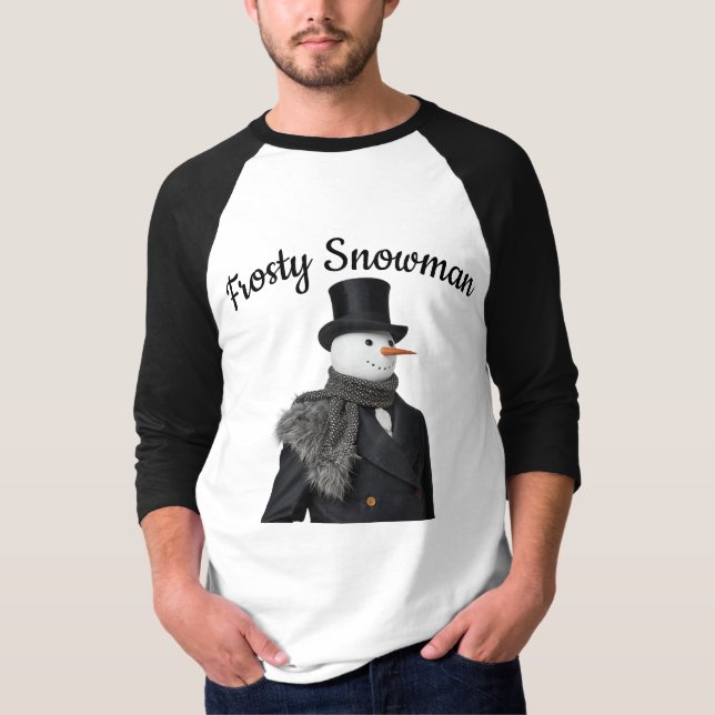 Frosty Snowman Simple Elegant Chirstmas Snowman  T-Shirt (Front)