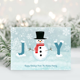 Frosty Snowman Winter Wonderland Joy Christmas Holiday Card