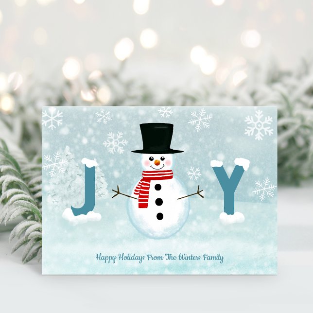 Frosty Snowman Winter Wonderland Joy Christmas Holiday Card (Creator Uploaded)