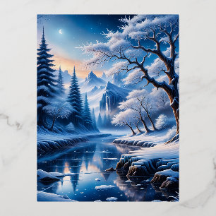 Frosty Stardust winters are magical. The air is co Foil Holiday Postcard