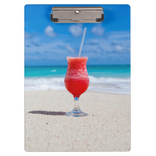 Frosty Strawberry Drink on the Beach Clipboard