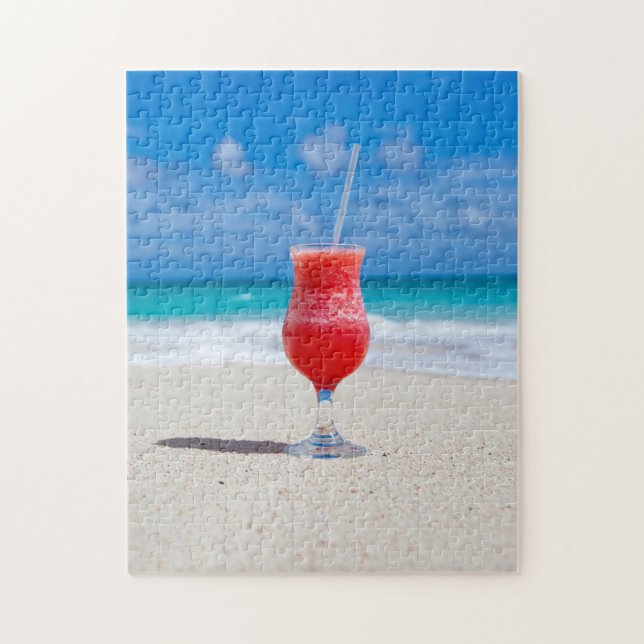 Frosty Strawberry Drink on the Beach Jigsaw Puzzle (Vertical)
