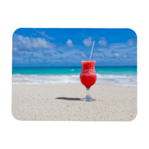 Frosty Strawberry Drink on the Beach Magnet