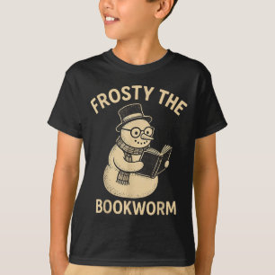 Frosty The Bookworm Snowman Reading T-Shirt