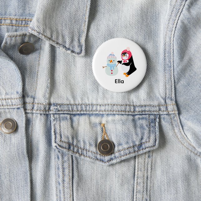 Frosty the Snowman and Penguin 6 Cm Round Badge (In Situ)