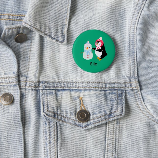 Frosty the Snowman and Penguin 6 Cm Round Badge (In Situ)