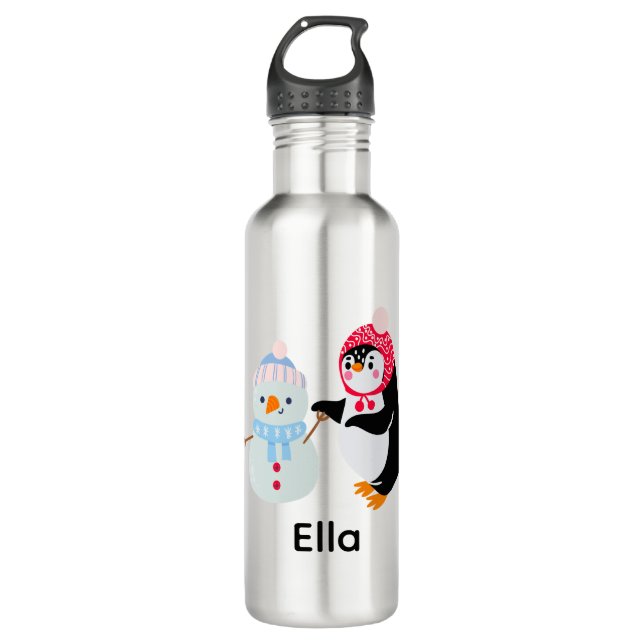 Frosty the Snowman and Penguin 710 Ml Water Bottle (Front)
