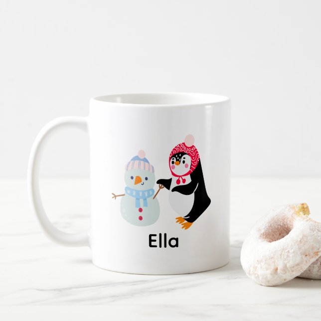 Frosty the Snowman and Penguin Coffee Mug (With Donut)