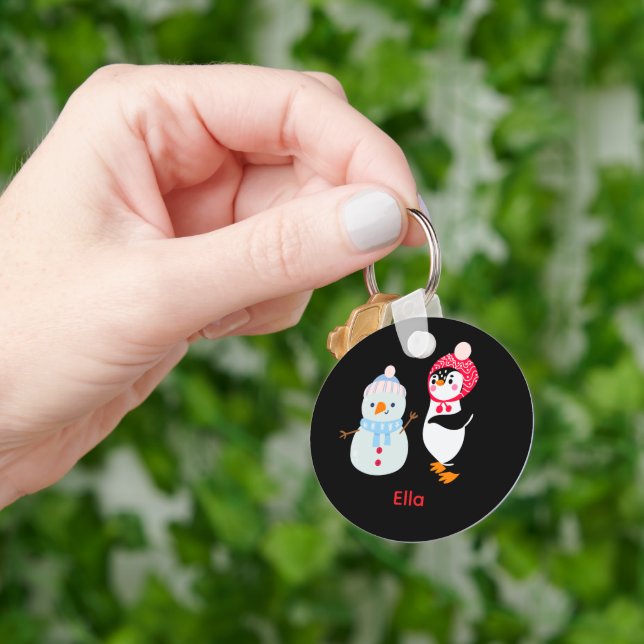 Frosty the Snowman and Penguin Key Ring (Hand)