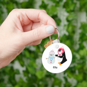Frosty the Snowman and Penguin Key Ring