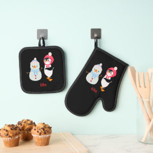 Frosty the Snowman and Penguin Oven Mitt & Pot Holder Set